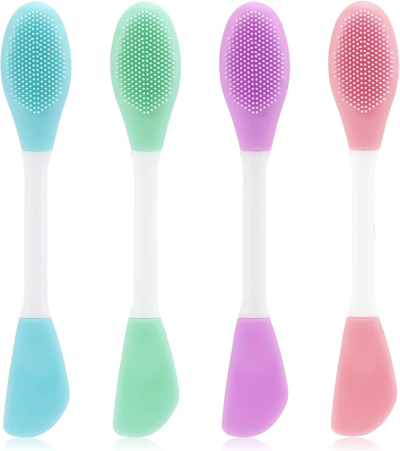 پک 4 عددی اپلیکاتور ماسک صورت سیلیکونی، ابزار برس اسکراب دو طرفه 2 در 1، برس پاک کننده دستی دو سر برای لایه برداری ملایم و عمیق پک 4 عددی اپلیکاتور ماسک صورت سیلیکونی، ابزار برس اسکراب دو طرفه 2 در 1، برس پاک کننده دستی دو سر برای لایه برداری ملایم و عمیق