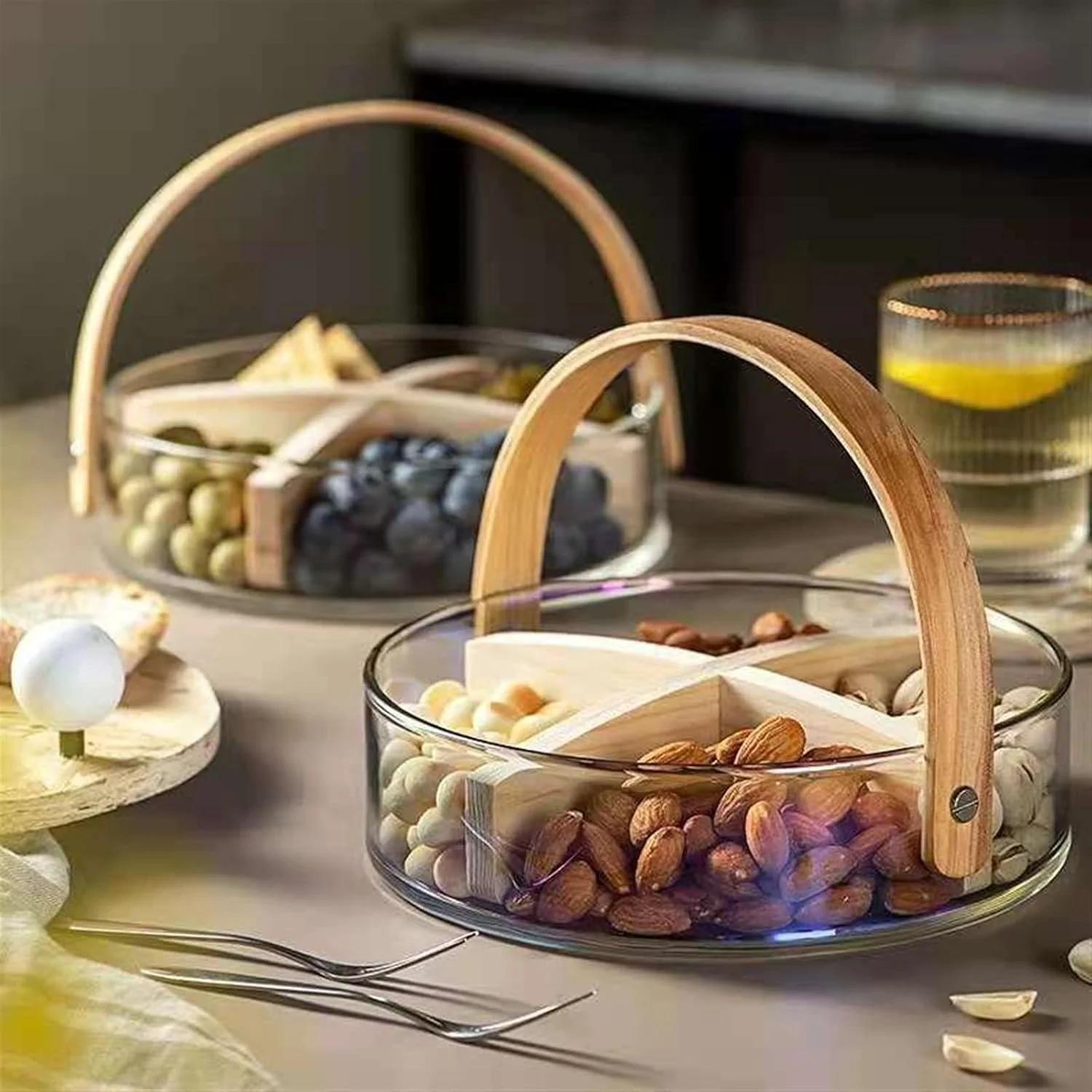 سبد میوه آب‌میوه Hfghgfhk، سبد نگهداری قابل حمل، بشقاب میوه شیشه‌ای (۲)
