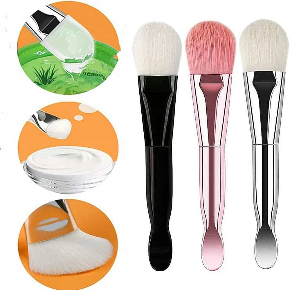 ست 3 عددی برس ماسک صورت با موهای نرم، برس اپلیکاتور ماسک گلی صورت، ابزار آرایشی با طراحی دو سر، کاردک های سیلیکونی لوازم آرایشی، برس ماسک موی نرم، سرم، اپلیکاتور گلی