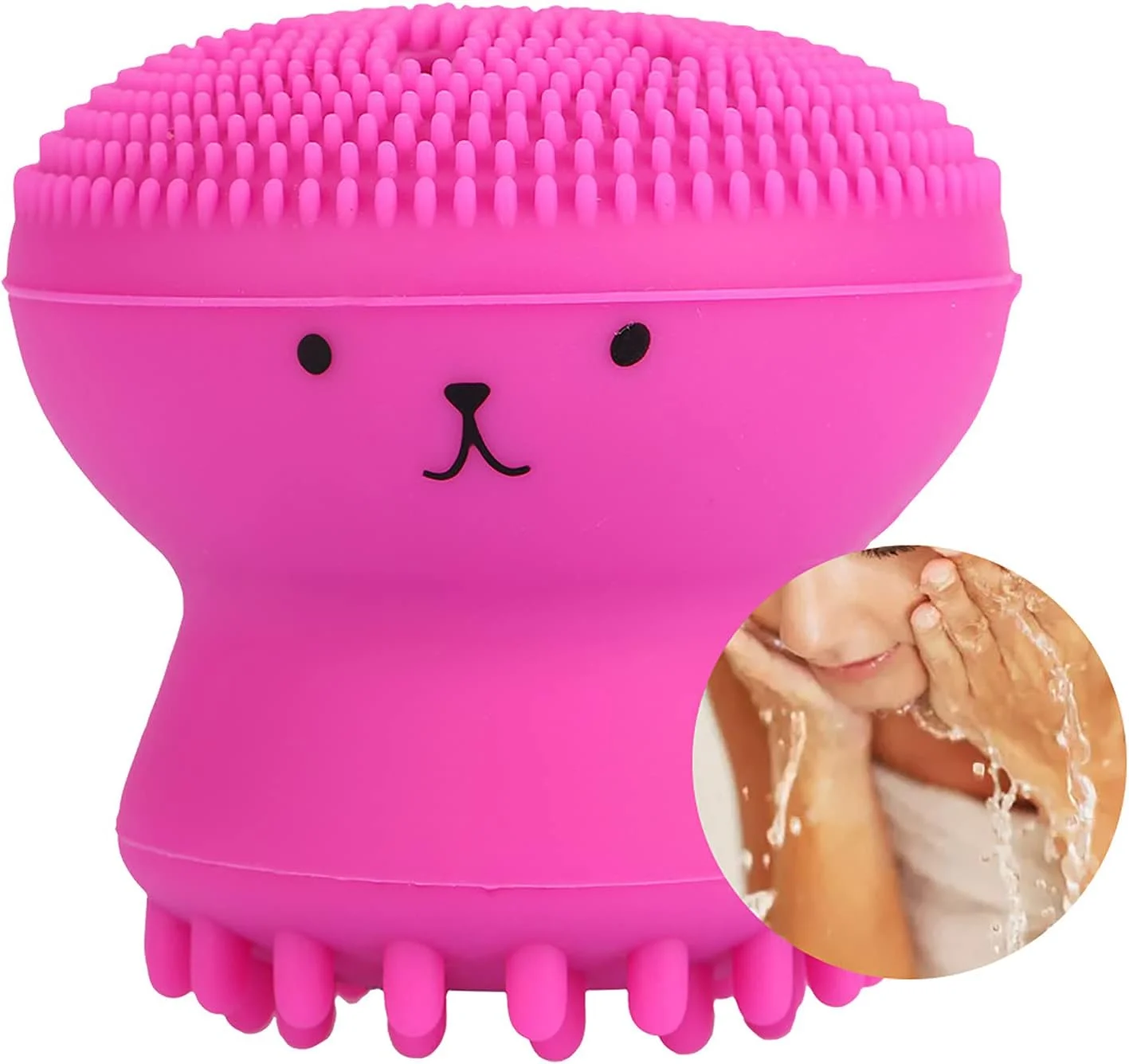 براش سیلیکونی چتر دریایی ابزار زیبایی، براش پاک کننده منافذ صورت سیلیکونی چتر دریایی، اسکرابر صورت براش سیلیکونی چتر دریایی برای پاکسازی عمیق منافذ، حمل آسان، برای لایه برداری، ماساژ، پاکسازی (قرمز)