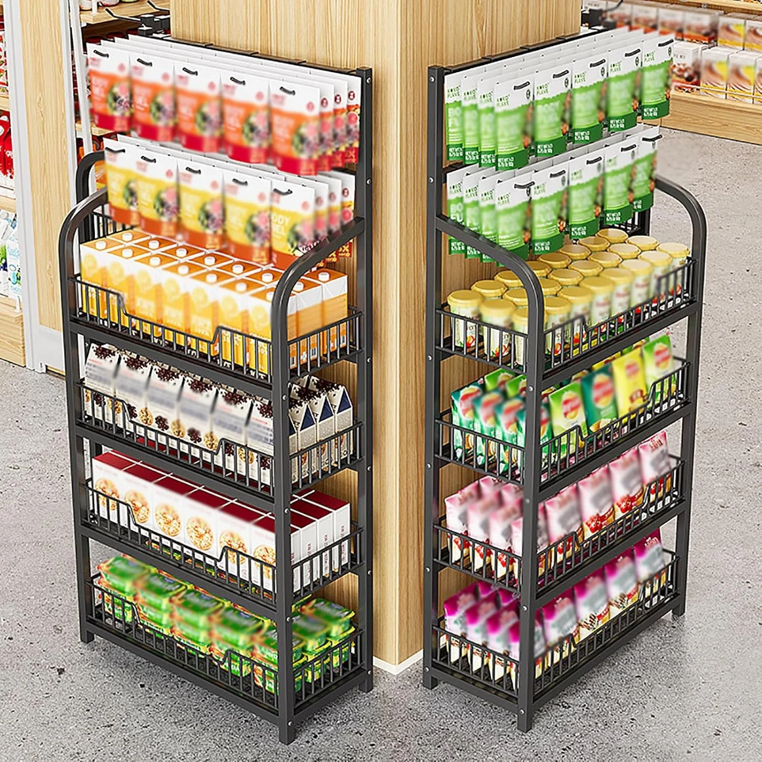 قفسه نمایش آبنبات 4/5 طبقه، سازمان دهنده بزرگ تنقلات برای روی میز، قفسه سوپرمارکت با 10 قلاب، قابل استفاده برای قرار دادن اسباب بازی/پیاز/سیب زمینی/چیپس، استند نمایش طبقه ای برای مهمانی/تجاری (رنگ: سفید، سایز: 5