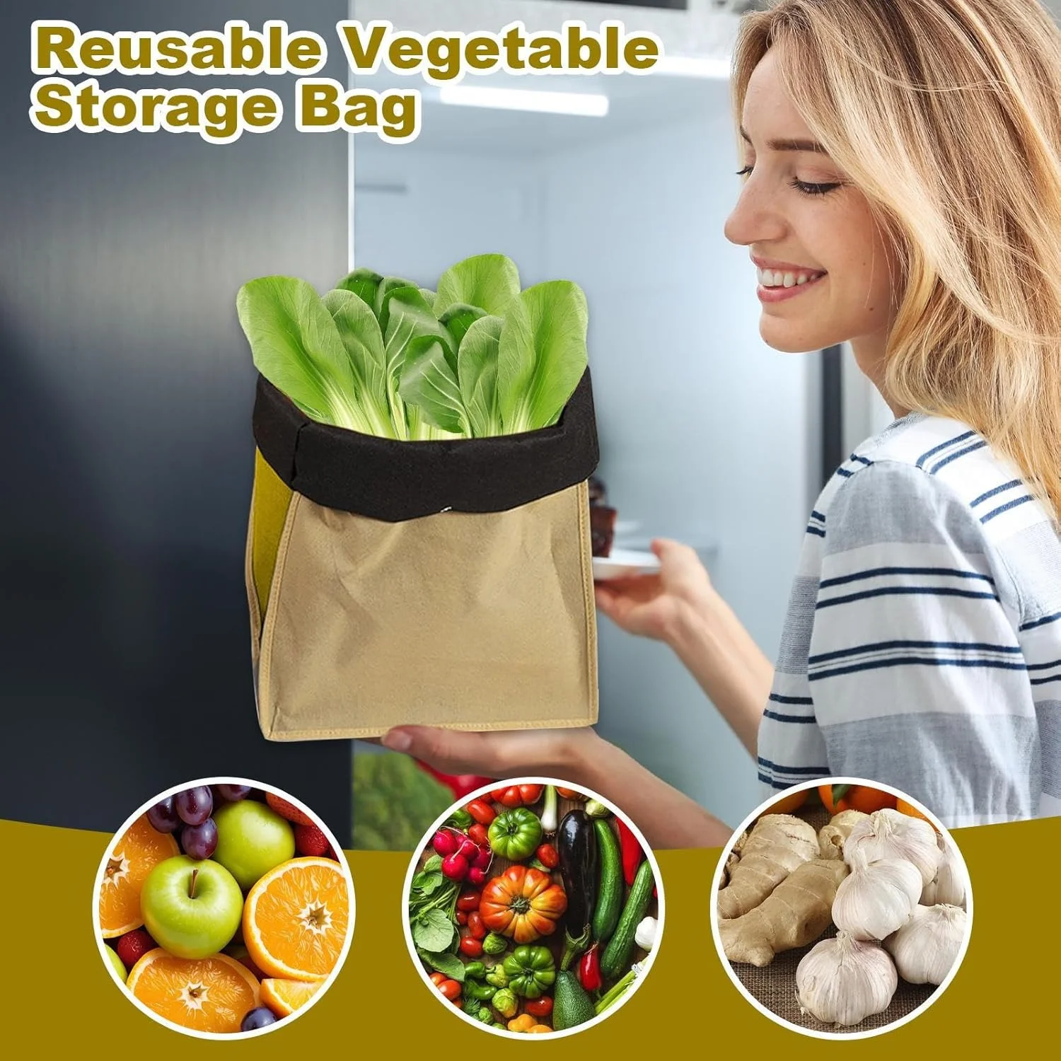 کیسه های نگهداری محصولات - کیسه نگهداری آشپزخانه - کیسه های قابل شستشو و تنفس برای نگهداری سیر، زنجبیل، پیاز، سیب زمینی، گوجه فرنگی، تنقلات، ساندویچ، میوه و مواد غذایی