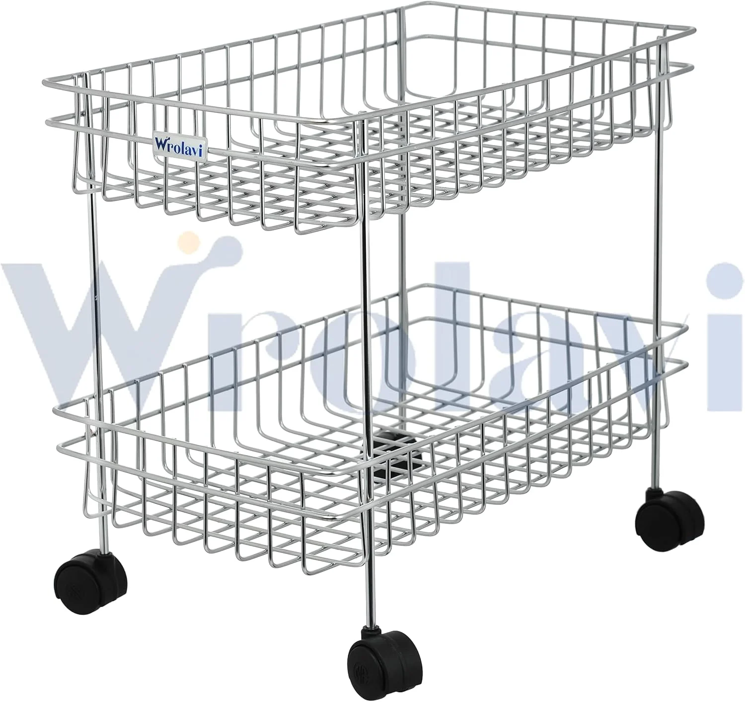 سبد میوه و سبزیجات زینبل WROLAVI، ترولی آشپزخانه مدرن، قفسه استیل ضد زنگ برای نگهداری پیاز و سیب زمینی (ترولی 2 طبقه)