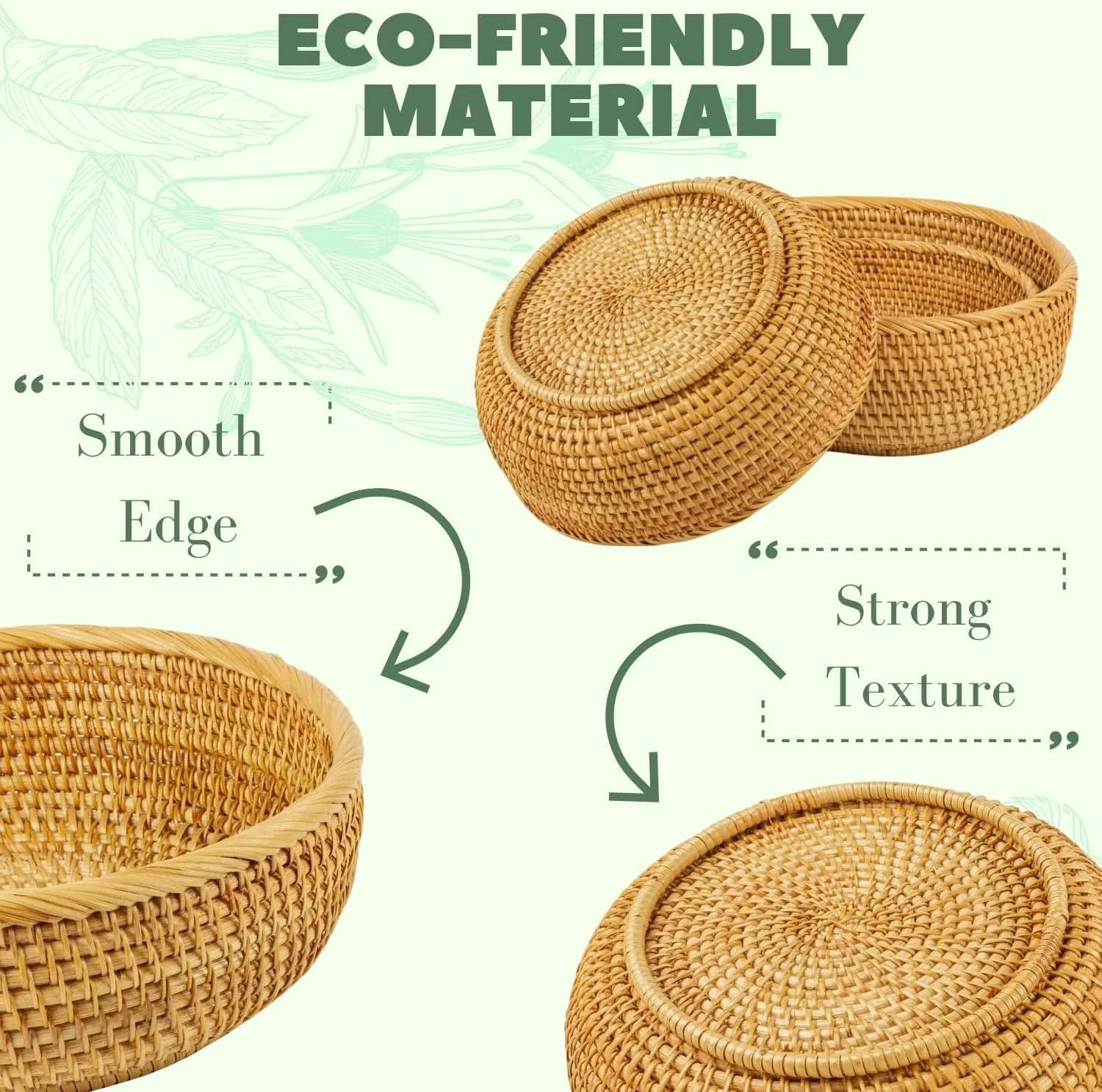 سبد حصیری گرد بافته شده دستی برای نگهداری میوه و سبزیجات، مناسب سرو سیب زمینی، پیاز، نان، سبد دکوری حصیری، ست 3 تایی قابل چیدن برای نگهداری میوه در آشپزخانه، سازماندهی حمام (قهوه ای عسلی)