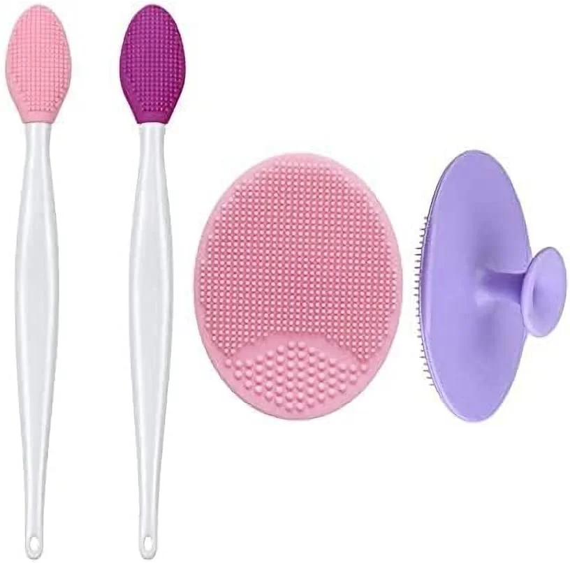 برس پاک کننده صورت سیلیکونی ELECDON، 2 عدد اسکرابر سیلیکونی صورت و 2 عدد برس لایه بردار لب برای پوست های حساس، ظریف و خشک، مینی لایه بردار، مجموعه 4 عددی برس پاک کننده صورت سیلیکونی ELECDON، 2 عدد اسکرابر سیلیکونی صورت و 2 عدد برس لایه بردار لب برای پوست های حساس، ظریف و خشک، مینی لایه بردار، مجموعه 4 عددی