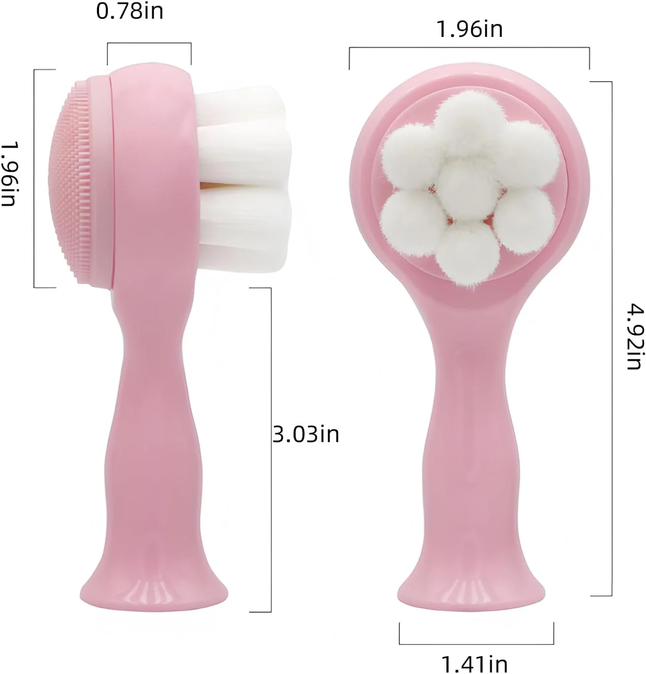 برس صورت 2 در 1، برس پاک کننده و لایه بردار صورت، اسکرابر سیلیکونی ملایم صورت برای جوش های سرسیاه و منافذ، برس شستشوی دستی نرم صورت برای مراقبت عمیق از پوست (صورتی)