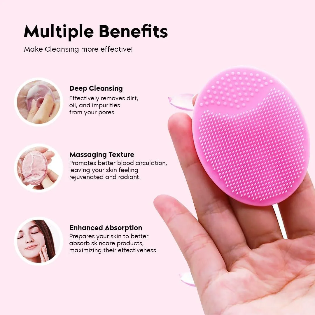 اسکرابر سیلیکونی صورت Episkey، لایه بردار، برس نرم صورت، برس پاک کننده صورت، از بین برنده جوش های سرسیاه، پد منافذ آکنه برای مراقبت عمیق از پوست برای دختران و زنان (FS-LP)