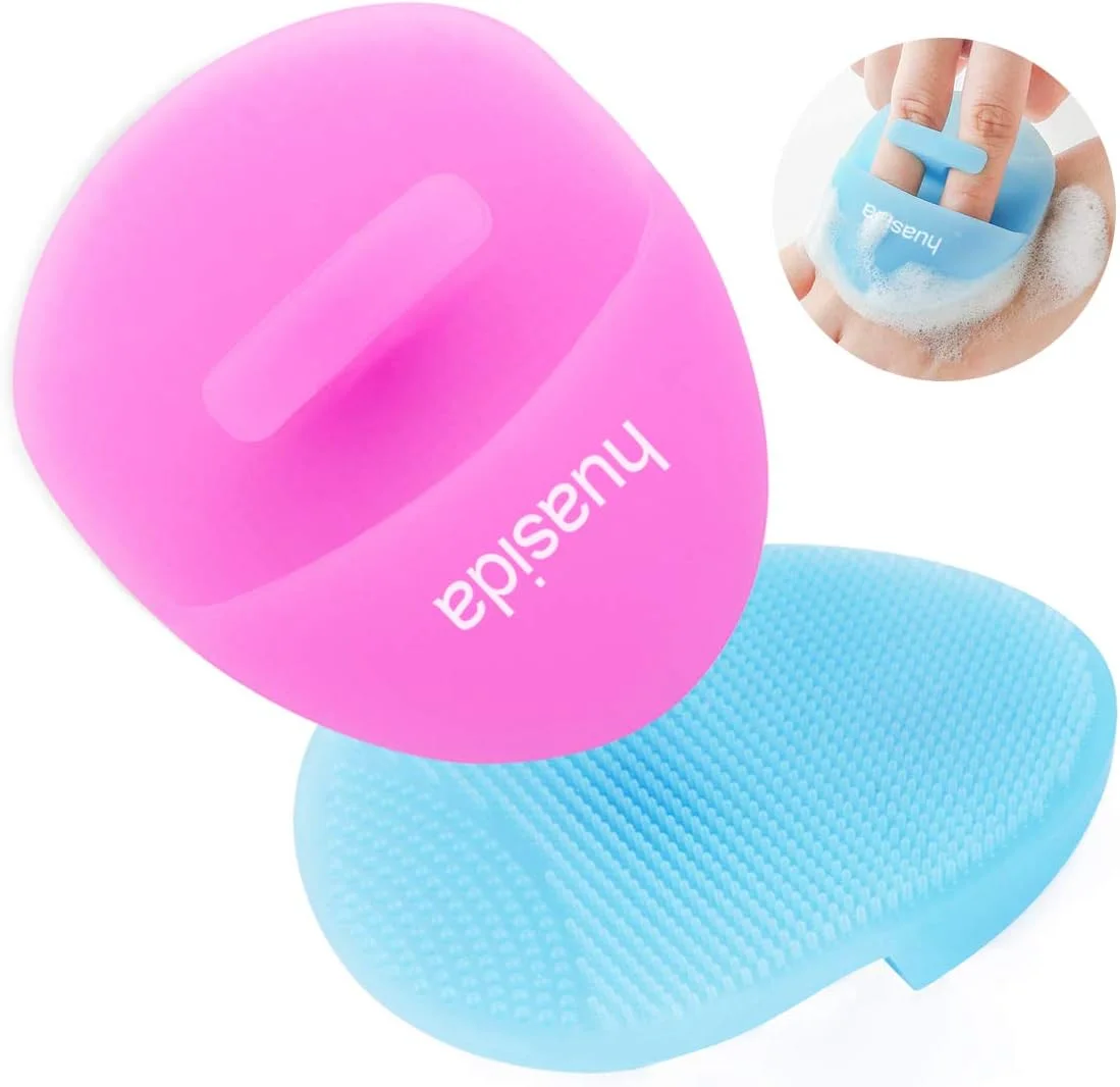 برس پاک کننده صورت هواسیدا، اسکرابر نرم سیلیکونی صورت برای پاکسازی منافذ، لایه برداری و ماساژ (2 عدد - صورتی + آبی)