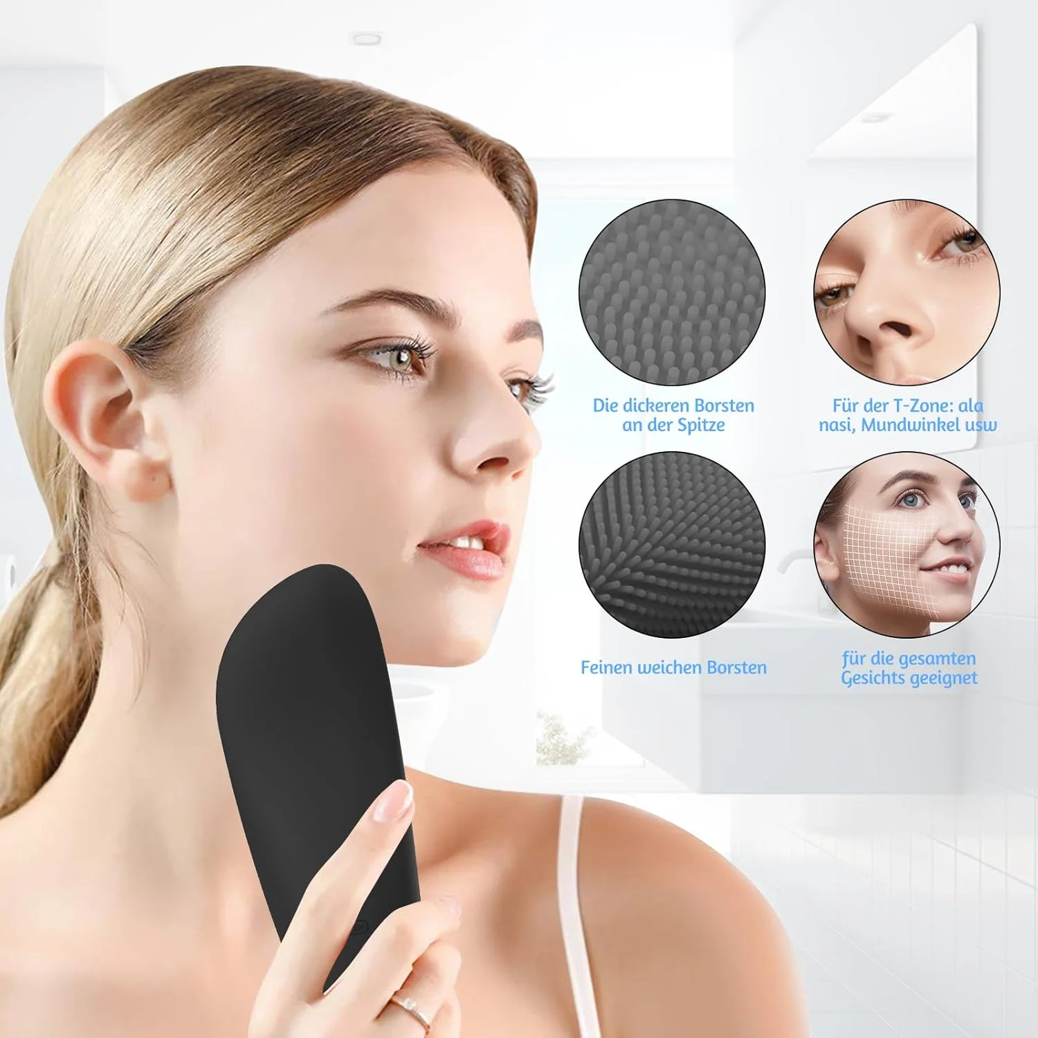 برس پاک کننده صورت برقی HIYAA - برس پاک کننده صورت اولتراسونیک ضد آب و ماساژور صورت با عملکرد حافظه برای پاکسازی عمیق، ضد پیری، لایه برداری ملایم و ماساژ چشم