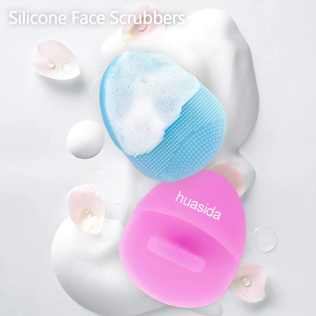 برس پاک کننده صورت هواسیدا، اسکرابر نرم سیلیکونی صورت برای پاکسازی منافذ، لایه برداری و ماساژ (2 عدد - صورتی + آبی)