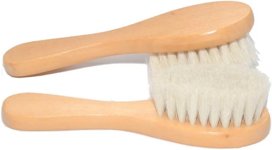 HiKin Natural Soft Wool Bristles Dry Facial Cleansing Brush, 6" Face Skin Care Exfoliating Scrub Brush, 2 Pack Wood Handle Face Brush Cleanser.