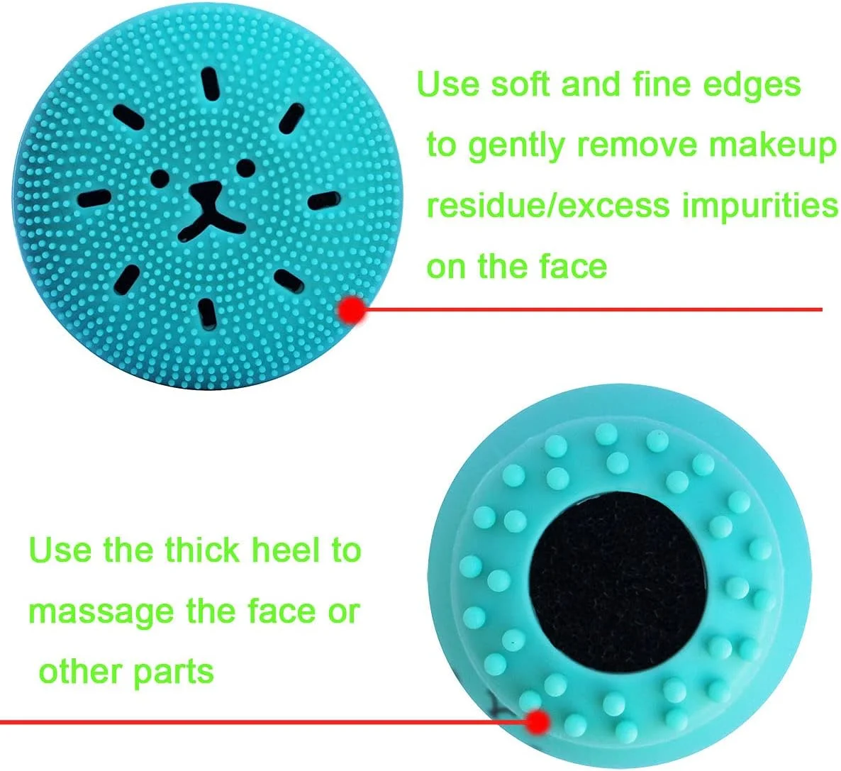برس پاک کننده صورت سیلیکونی HUAYINGMEI، برس کوچک پاک کننده صورت اختاپوسی، پاک کننده اسفنجی صورت سیلیکونی، ابزار پاک کننده پوست صورت (صورتی + سبز)