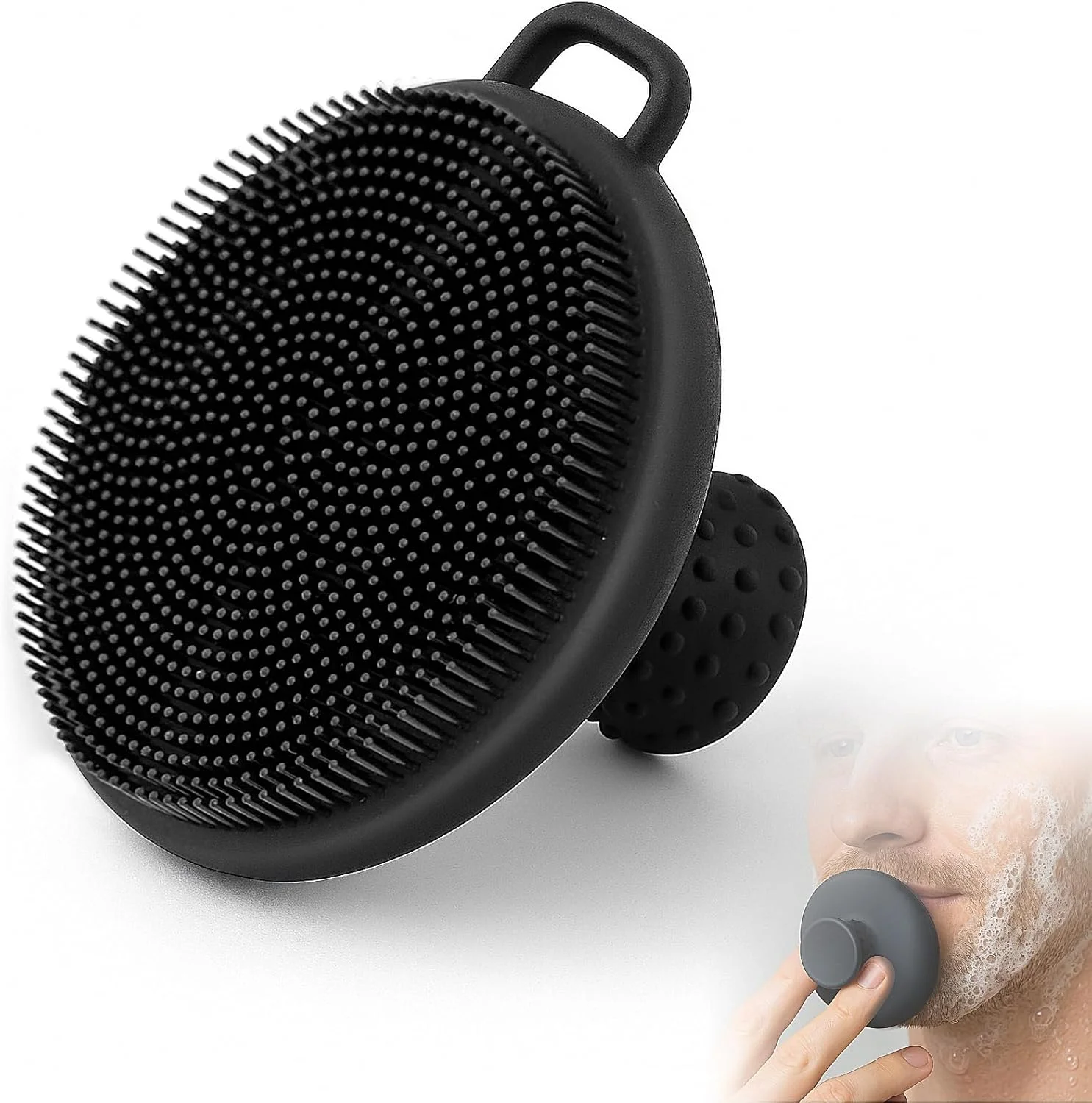 برس پاک کننده صورت سیلیکونی Ithyes، برس شستشوی صورت، برس صورت مردانه، لایه برداری ملایم و حذف جوش های سرسیاه برای مردان و زنان، مناسب برای پوست های حساس، ابزار لایه بردار صورت، 1 عدد (مشکی)