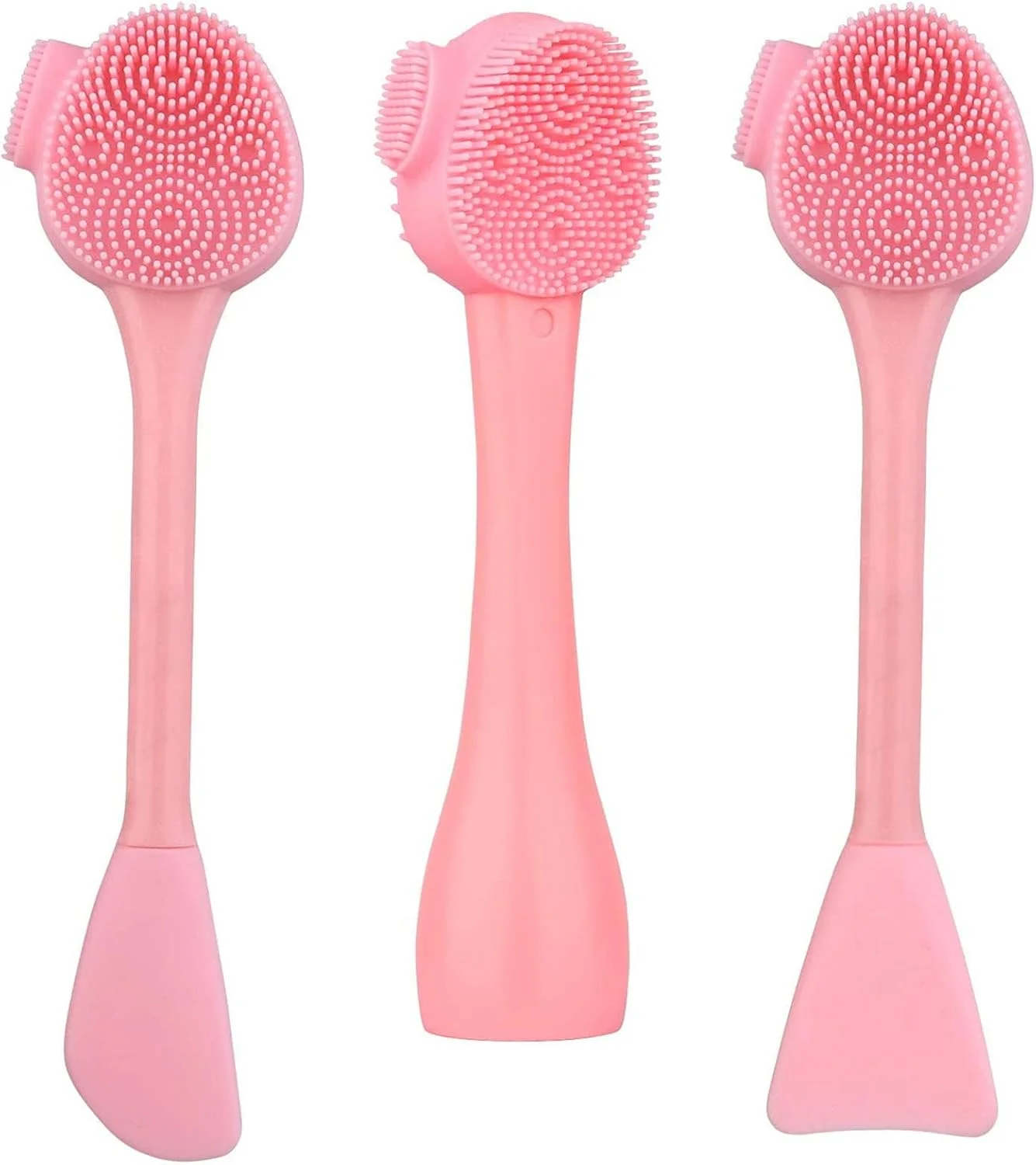 برس سیلیکونی صورت Joyzzz، برس پاک کننده صورت 4 در 1 با اپلیکاتور کرم، برس اسکراب شستشوی صورت دو طرفه برای مراقبت از پوست و ماساژ صورت، اسکرابر دستی صورت با 3 طرح