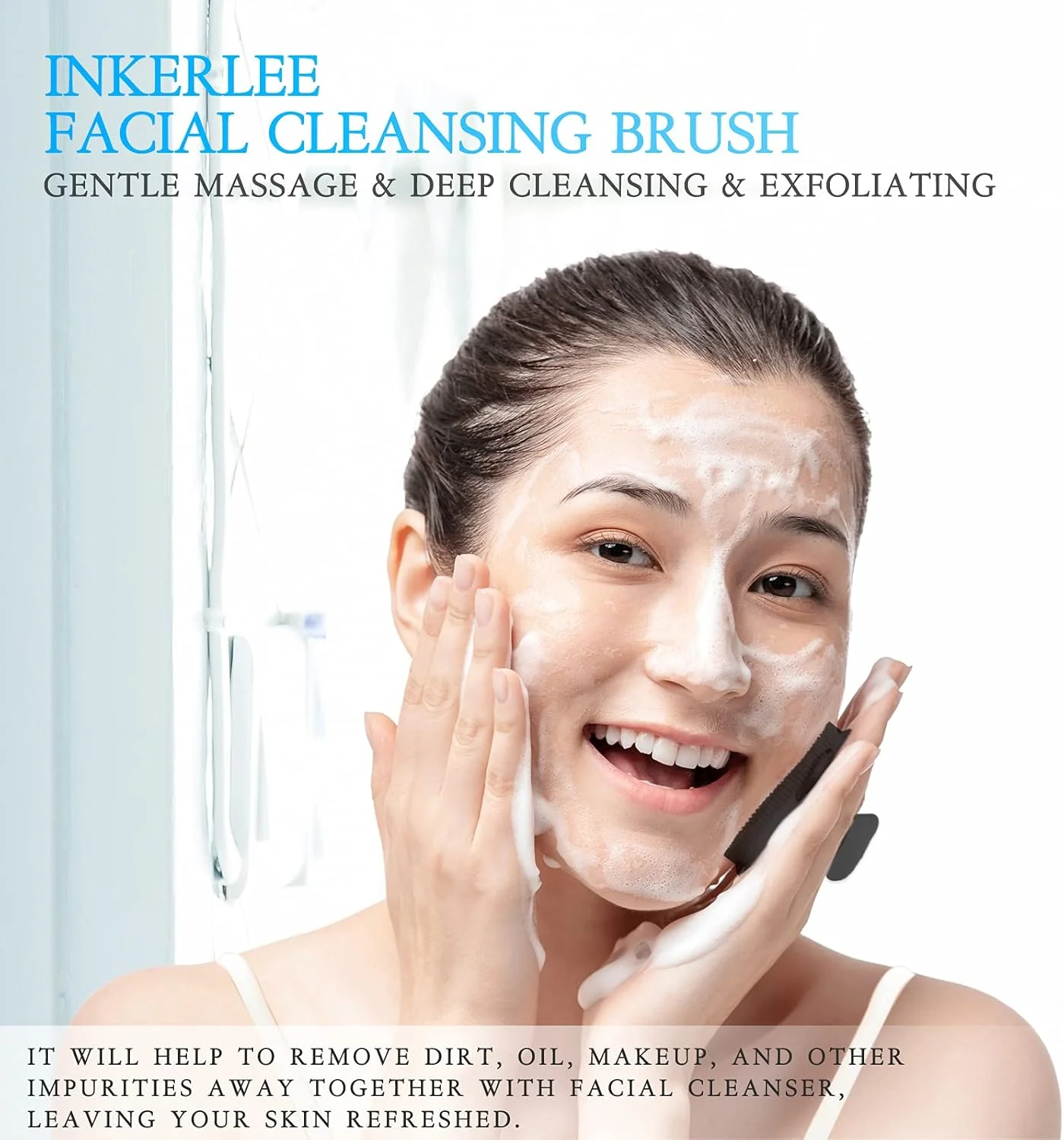 اینکرلی (مشکی) - برس پاک کننده دستی ضد لغزش سیلیکونی نرم صورت، اسکرابر لایه بردار و ماساژ دستی صورت، پد لایه بردار ملایم شستشوی صورت برای پوست های معمولی، خشک و حساس (مشکی)