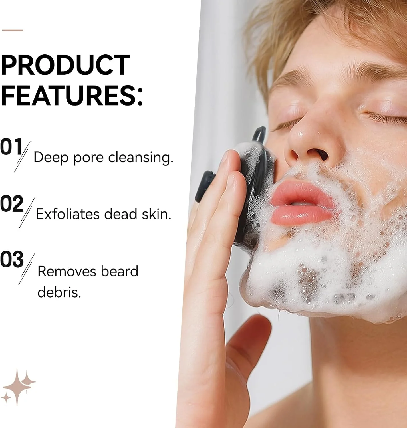 برس پاک کننده صورت سیلیکونی Ithyes، برس شستشوی صورت، برس صورت مردانه، لایه برداری ملایم و حذف جوش های سرسیاه برای مردان و زنان، مناسب برای پوست های حساس، ابزار لایه بردار صورت، 1 عدد (مشکی)