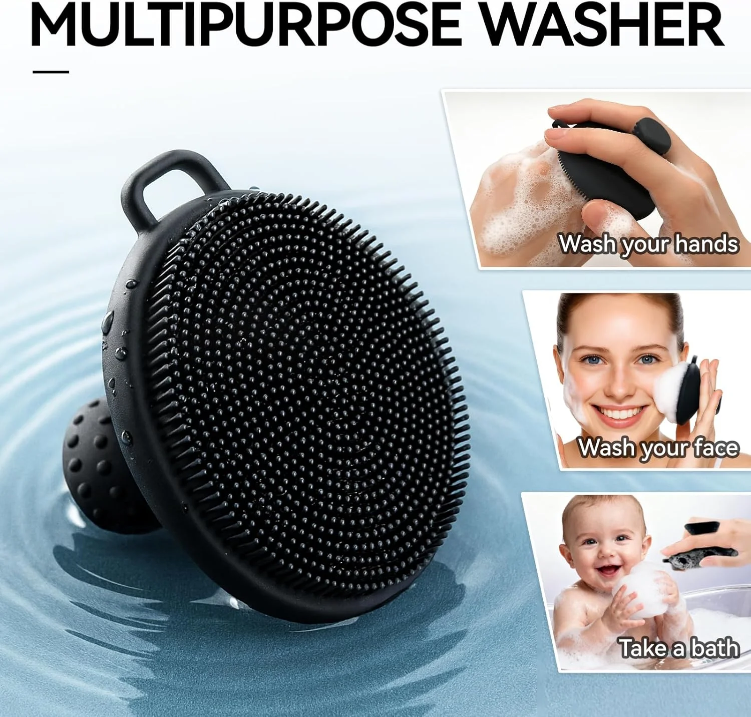 برس پاک کننده صورت سیلیکونی Ithyes، برس شستشوی صورت، برس صورت مردانه، لایه برداری ملایم و حذف جوش های سرسیاه برای مردان و زنان، مناسب برای پوست های حساس، ابزار لایه بردار صورت، 1 عدد (مشکی)