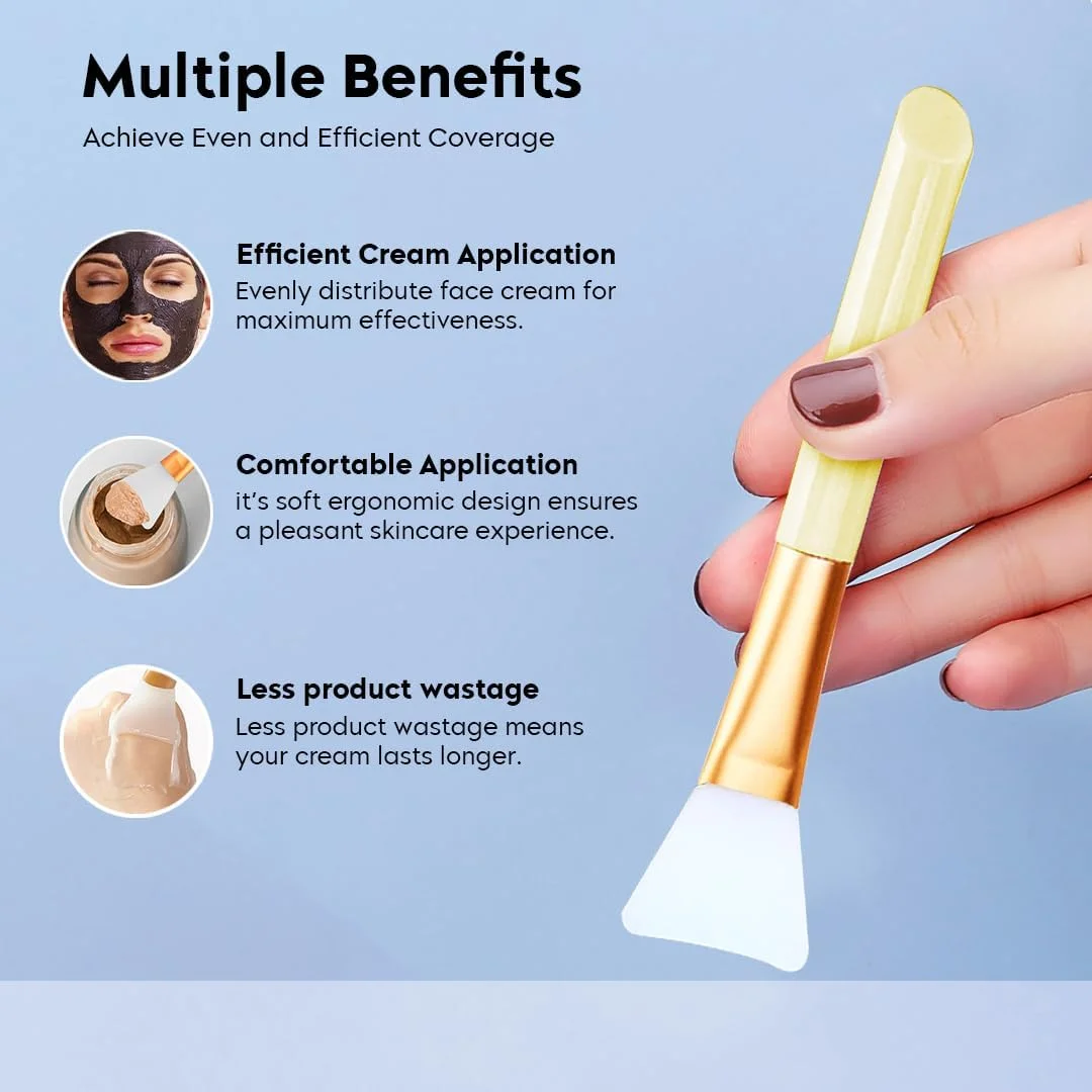 ابزار سیلیکونی نرم گِلِوا برای پخش ماسک صورت، برس های ماسک خاک رس، ابزار پخش کننده مرطوب کننده بدون مو، ابزار زیبایی ماسک صورت برای ماسک خواب دختران و زنان (بسته 1 عددی)