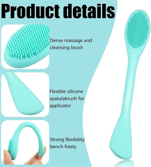 برس ماساژور پاک کننده صورت سیلیکونی Giffy® با کاردک دو طرفه برای پاکسازی لایه برداری و استفاده از ماسک صورت