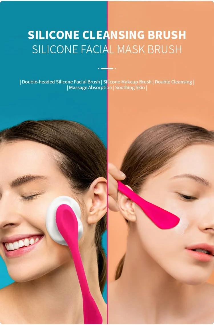 برس ماساژور پاک کننده صورت سیلیکونی Giffy® با کاردک دو طرفه برای پاکسازی لایه برداری و استفاده از ماسک صورت