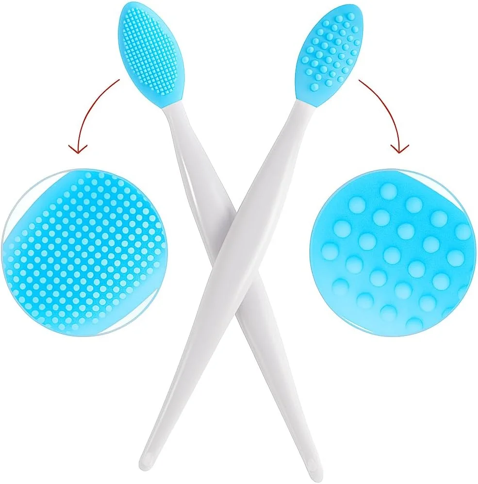 برس اسکراب لب FOZI - لایه بردار سیلیکونی برای لب، بینی و صورت | از بین برنده جوش های سرسیاه و ابزار اسکراب لب (آبی)