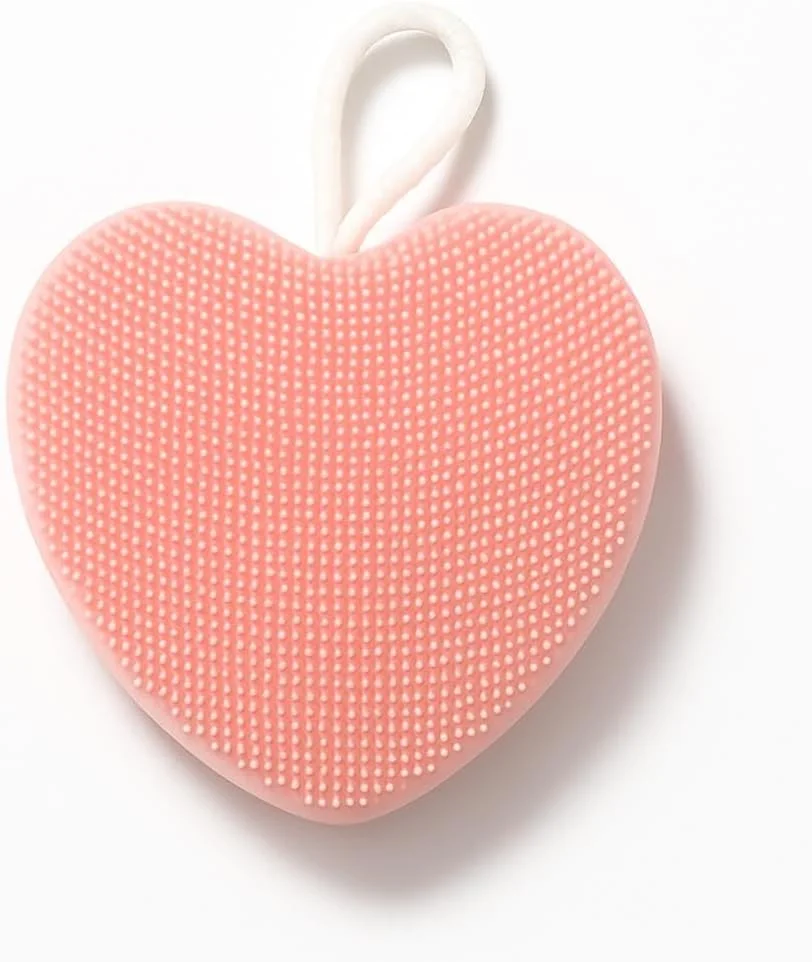 برس شستشوی صورت فیتو مدل قلبی صورتی 7 سانتی متر - برس نرم ماساژور، پاک کننده و لایه بردار صورت، برس مسافرتی قابل حمل