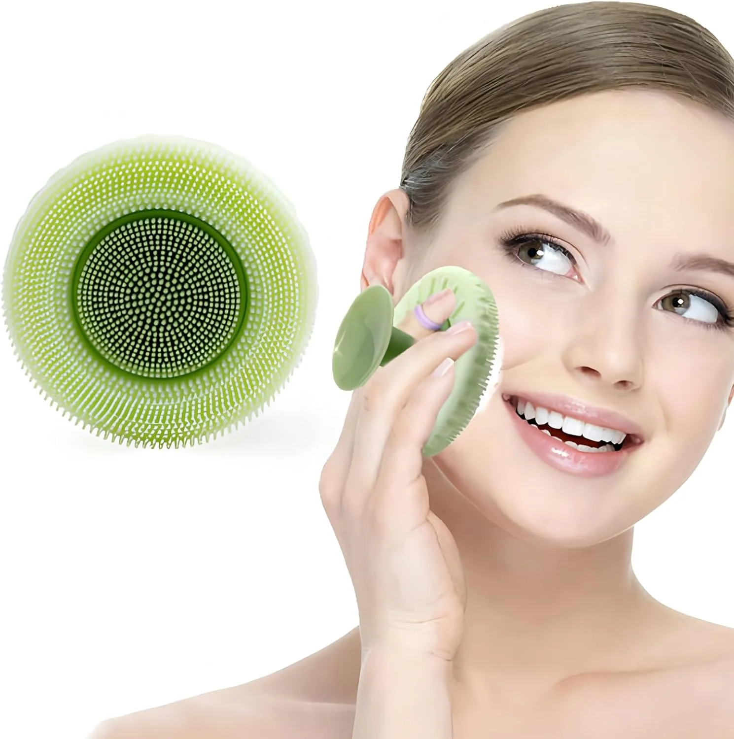 برس پاک کننده صورت، اسکرابر سیلیکونی صورت برای آقایان و بانوان، برس پاک کننده ضد آب و ملایم صورت با قابلیت استفاده مجدد، اسکرابر لایه بردار برای انواع پوست (سبز)