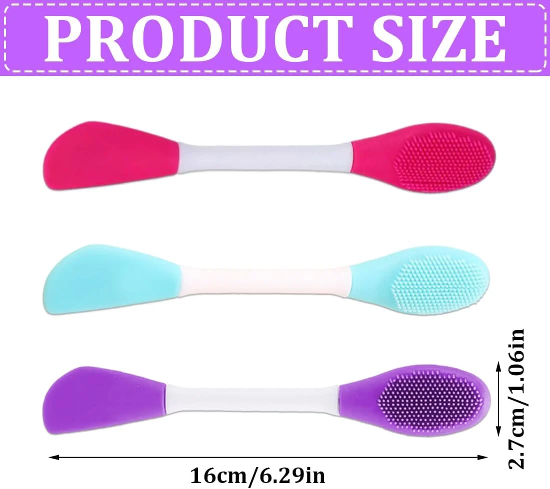 برس پاک کننده صورت، 3 عدد برس صورت دو طرفه، برس پاک کننده صورت سیلیکونی دستی نرم و برس لایه بردار صورت