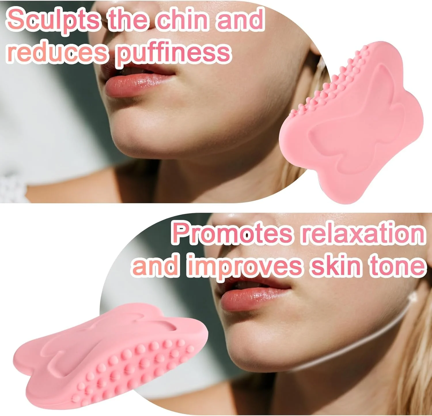 برس کانتور صورت، ابزار ماساژ تخلیه صورت سیلیکونی به شکل پروانه ای با دستورالعمل، ابزار دستی ماساژ صورت برای فرم دهی چانه و خط فک، کاهش ادم و افزایش گردش خون