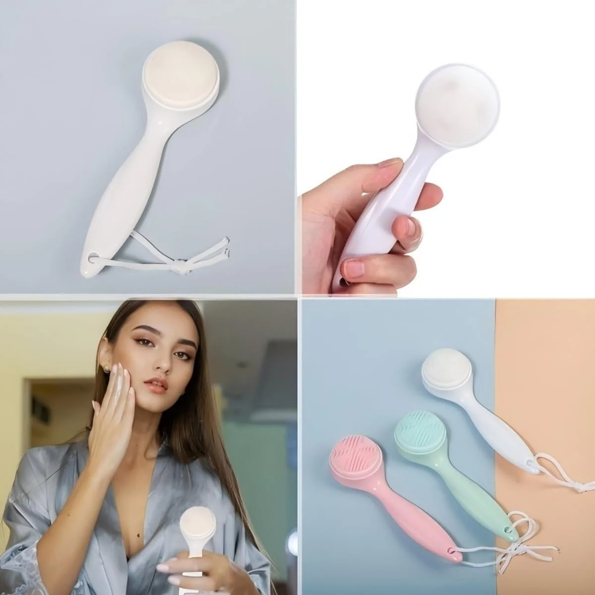 ست دو عددی برس پاک کننده صورت سیلیکونی - اسکرابر دستی صورت برای پاک کردن آرایش، لایه برداری پوست، پاکسازی عمیق، لایه برداری ملایم