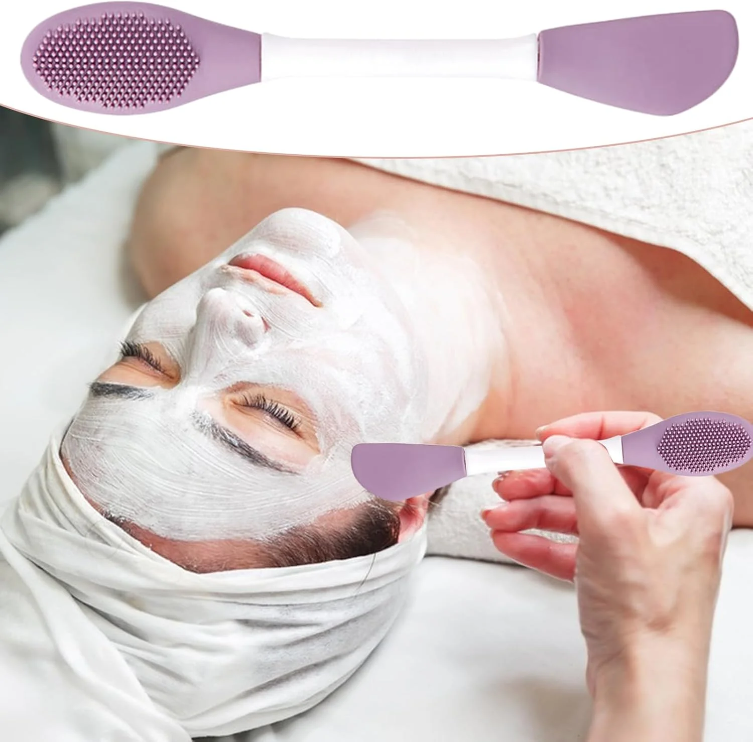 برس پاک کننده صورت، برس شستشوی خاک رس دو سر - ابزار اپلیکاتور صورت با دسته ارگونومیک، لوازم جانبی زیبایی برای تمیز کردن عمیق برای مسافرت، دوش، سالن حرفه ای