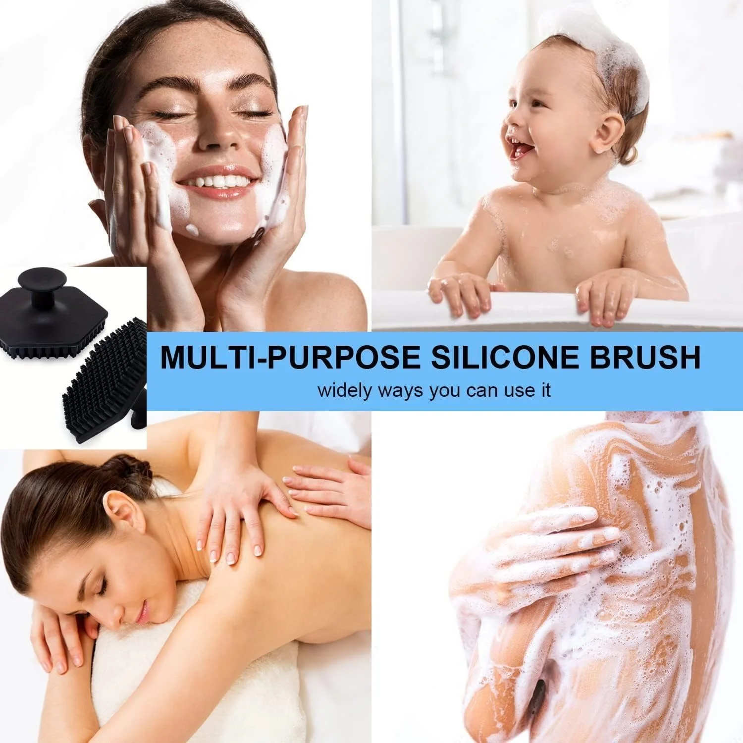 فینزاتیک برس پاک کننده صورت، برس سیلیکونی صورت برای آقایان/بانوان، پد لایه بردار و ماساژور ملایم، لیف برای حمام، برس بدن، لایه بردار بدن، برس شستشوی صورت - از بین برنده پوست مرده و خشک
