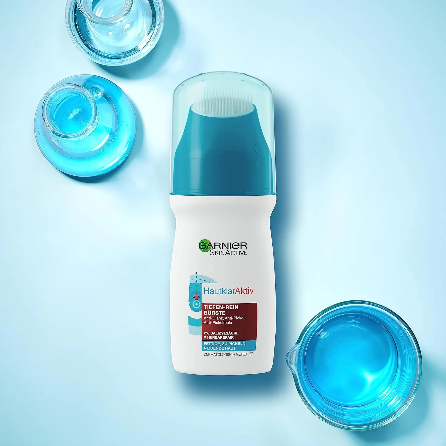 برس پاک کننده عمیق پوست صورت گارنیه Hautklar Active، برس پاک کننده صورت با اسید سالیسیلیک، موثر در برابر جوش ها (1 عدد 150 میلی لیتر)