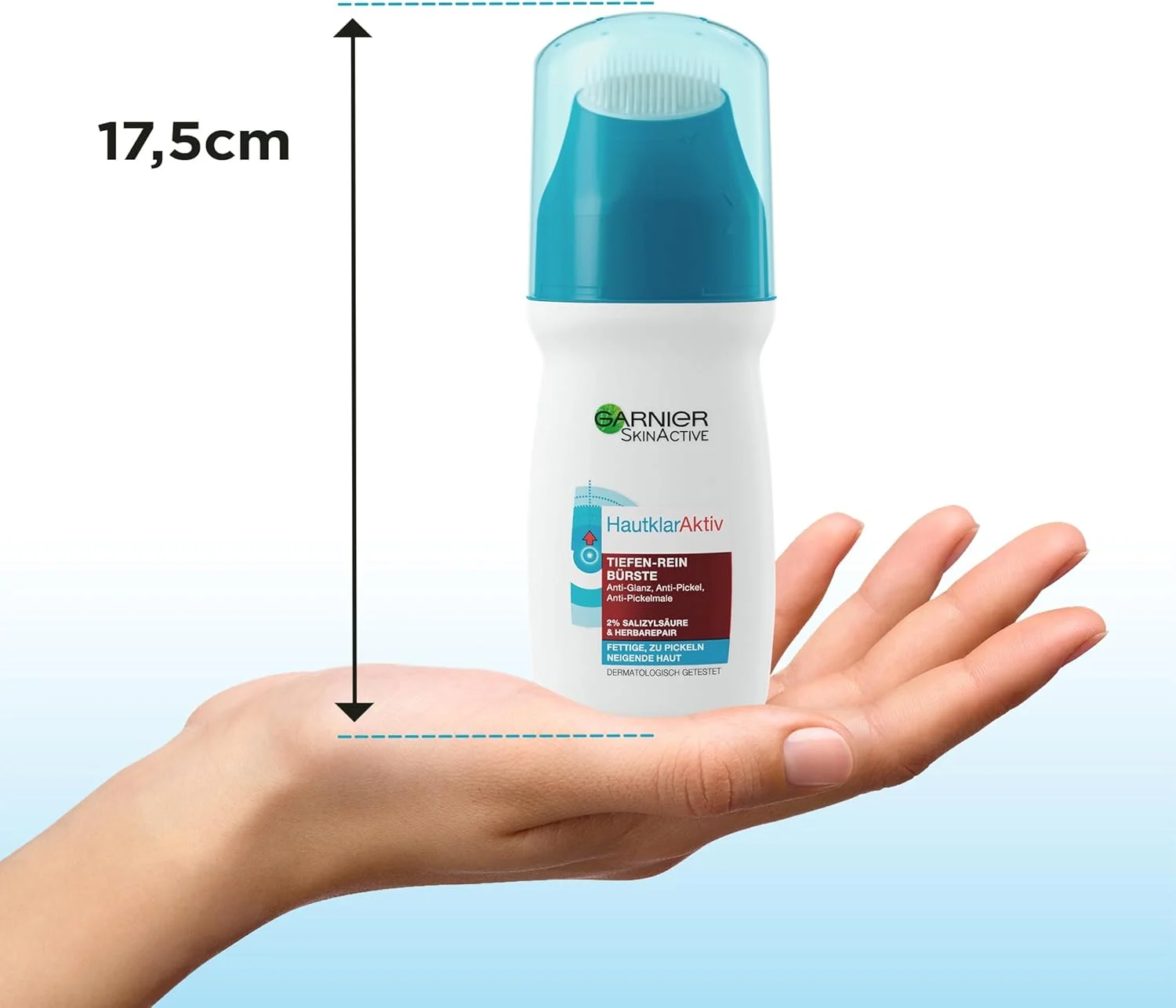 برس پاک کننده عمیق پوست صورت گارنیه Hautklar Active، برس پاک کننده صورت با اسید سالیسیلیک، موثر در برابر جوش ها (1 عدد 150 میلی لیتر)