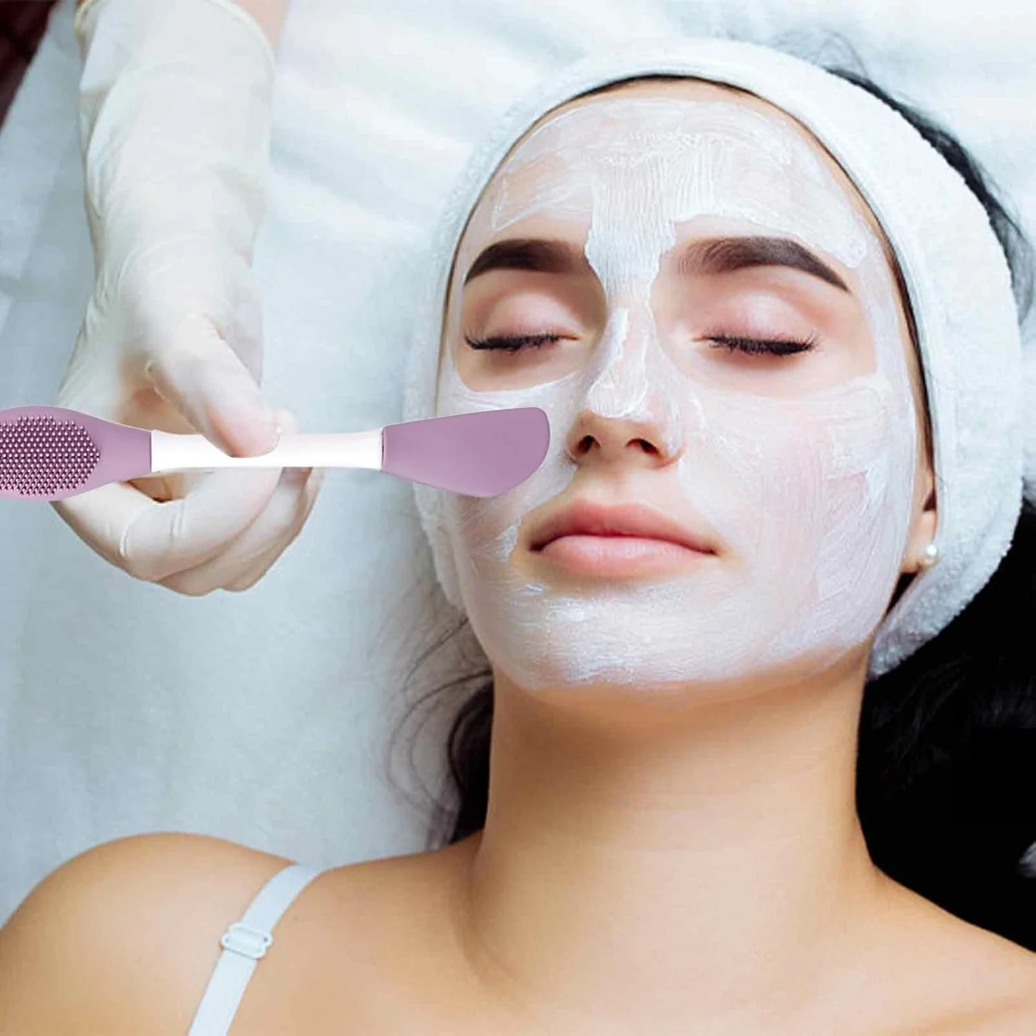براش سیلیکونی صورت - براش ماساژ پاک کننده صورت سیلیکونی - ابزار اسکراب پاک کننده عمیق، ابزار اپلیکاتور صورت با دسته ارگونومیک برای سالن حرفه ای خانگی