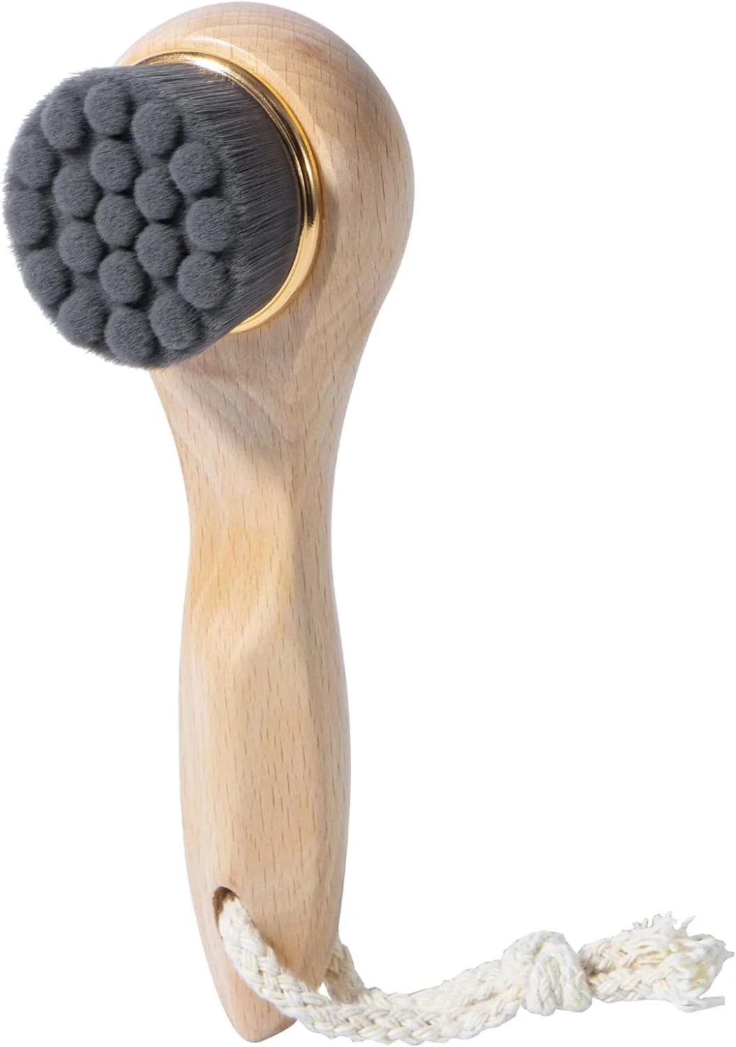 برس پاک کننده فوق العاده نرم صورت Yebeauty، برس پاکسازی دستی صورت با بند، برس صورت با دسته چوبی بلند برای تمیز کردن و لایه برداری، مناسب برای انواع پوست، مشکی