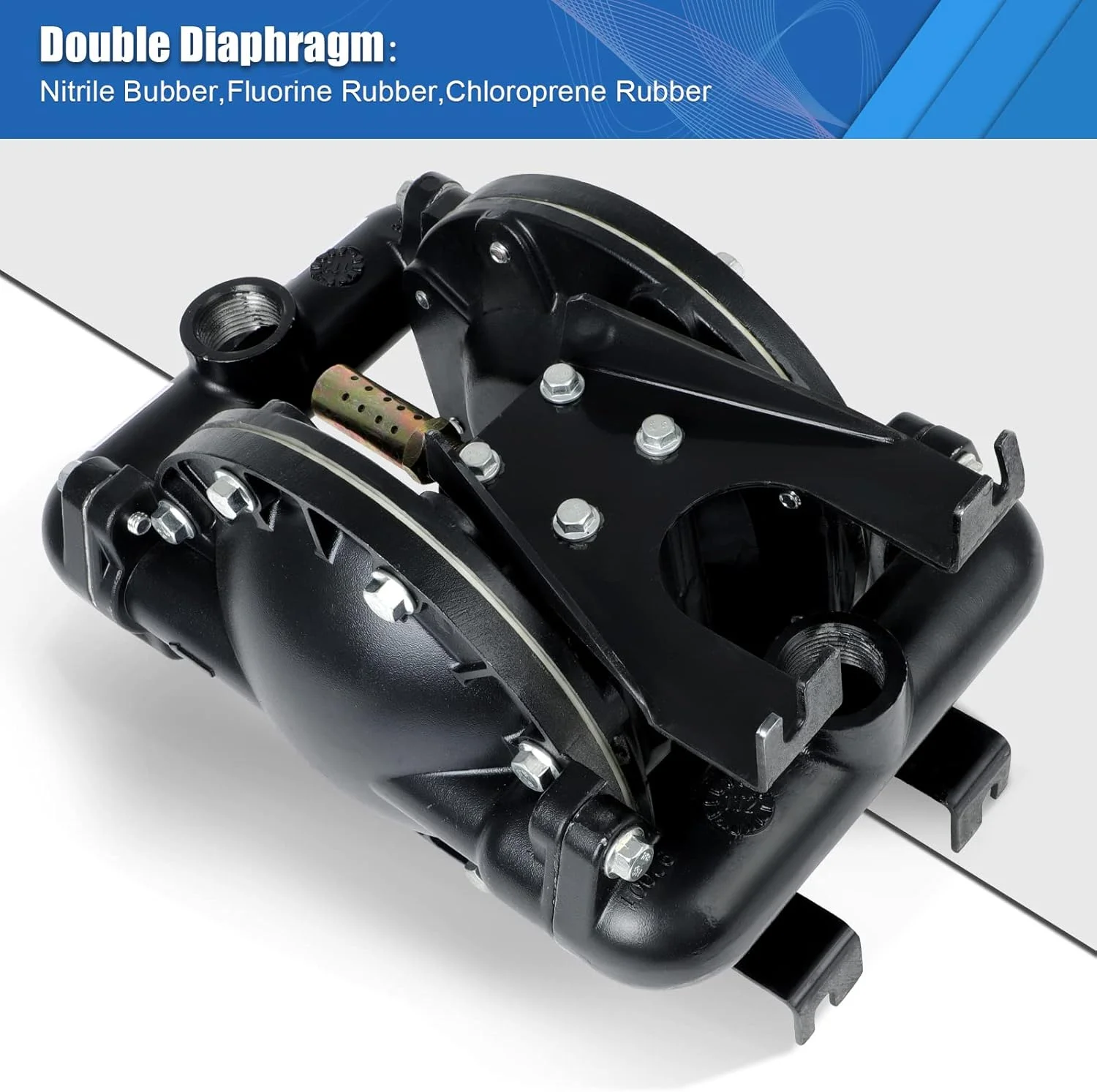 پمپ دیافراگمی دوگانه بادی FAHKNS، ورودی/خروجی 1 اینچ، آلومینیومی، حداکثر 35 GPM، حداکثر 115 PSI، مناسب برای مصارف صنعتی، دیافراگم نیتریل، QBY4-25L