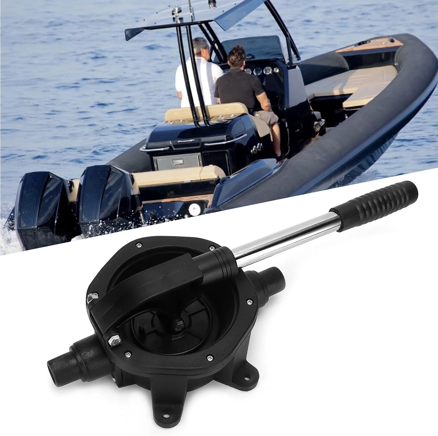 پمپ دستی لجن کش Fyearfly، 45 لیتر در دقیقه/720 گالن در ساعت، مشکی، صنعتی، پمپ دیافراگمی دستی، پمپ لجن کش قایق