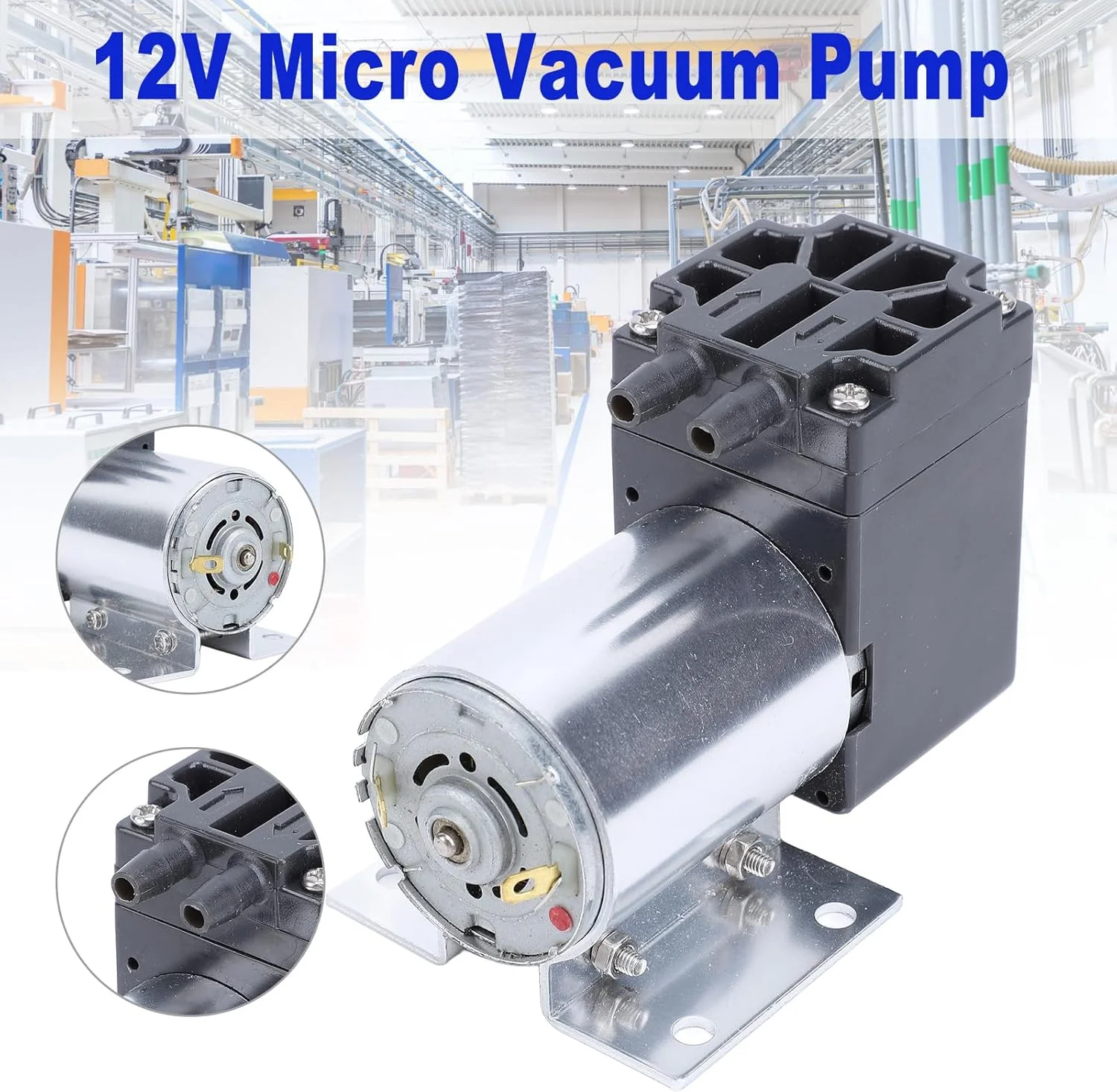 پمپ خلاء DC 12 ولت Jiawu، پمپ دیافراگمی مینیاتوری 5 لیتر در دقیقه 65 کیلو پاسکال بدون روغن با براکت، میکرو فشار منفی برای محصولات صنعتی الکتریکی