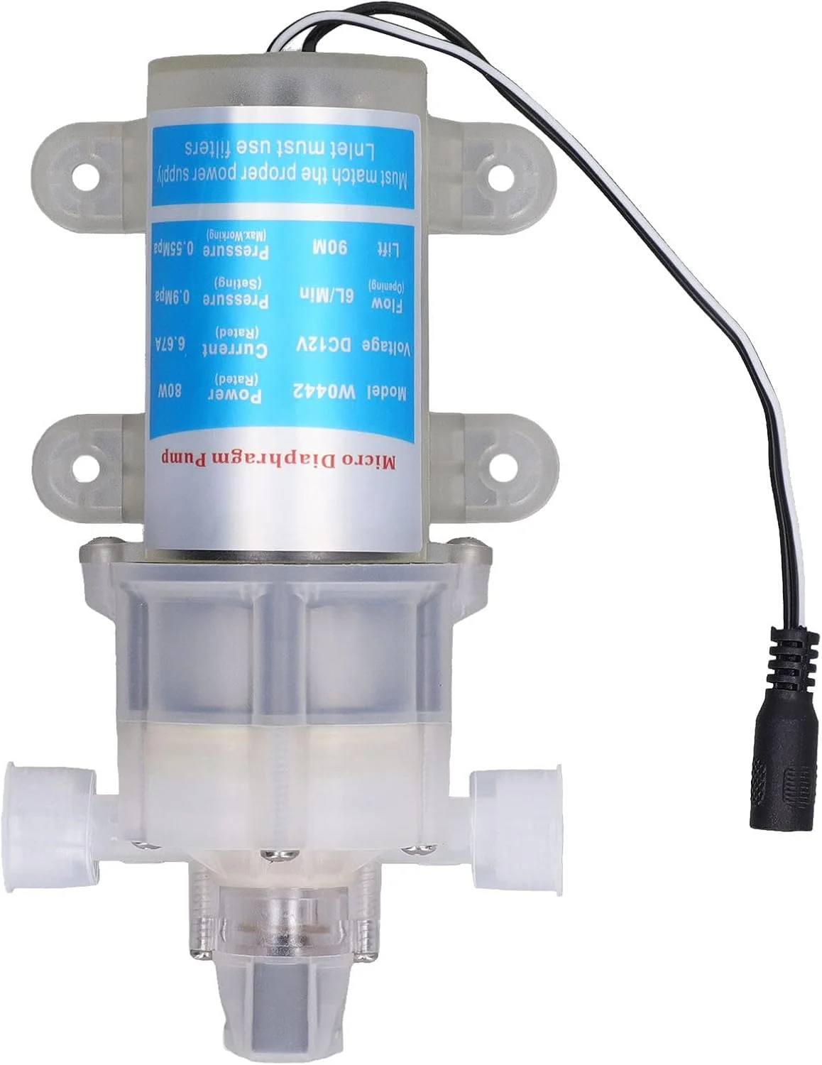 پمپ دیافراگمی NDNCZDHC، 12 ولت 80 وات، پمپ آب میکرو قابل حمل، 6 لیتر در دقیقه، کم صدا، پمپ دیافراگمی خود مکش تک برای تجهیزات صنعتی، تجهیزات شیمیایی