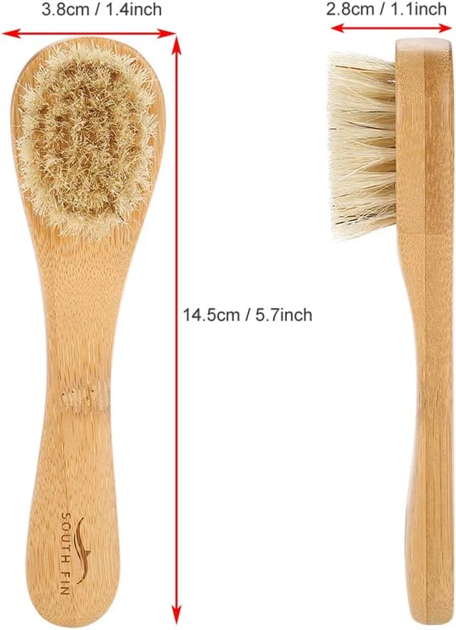 برس چوبی صورت یوسو، برس بدن خشک، برس پاک کننده صورت، برس تمیز کننده صورت با دسته چوبی، برس لایه بردار دستی مراقبت از پوست