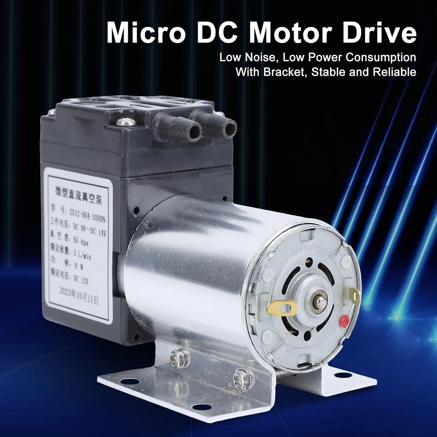 پمپ خلاء DC 12 ولت Jiawu، پمپ دیافراگمی مینیاتوری 5 لیتر در دقیقه 65 کیلو پاسکال بدون روغن با براکت، میکرو فشار منفی برای محصولات صنعتی الکتریکی