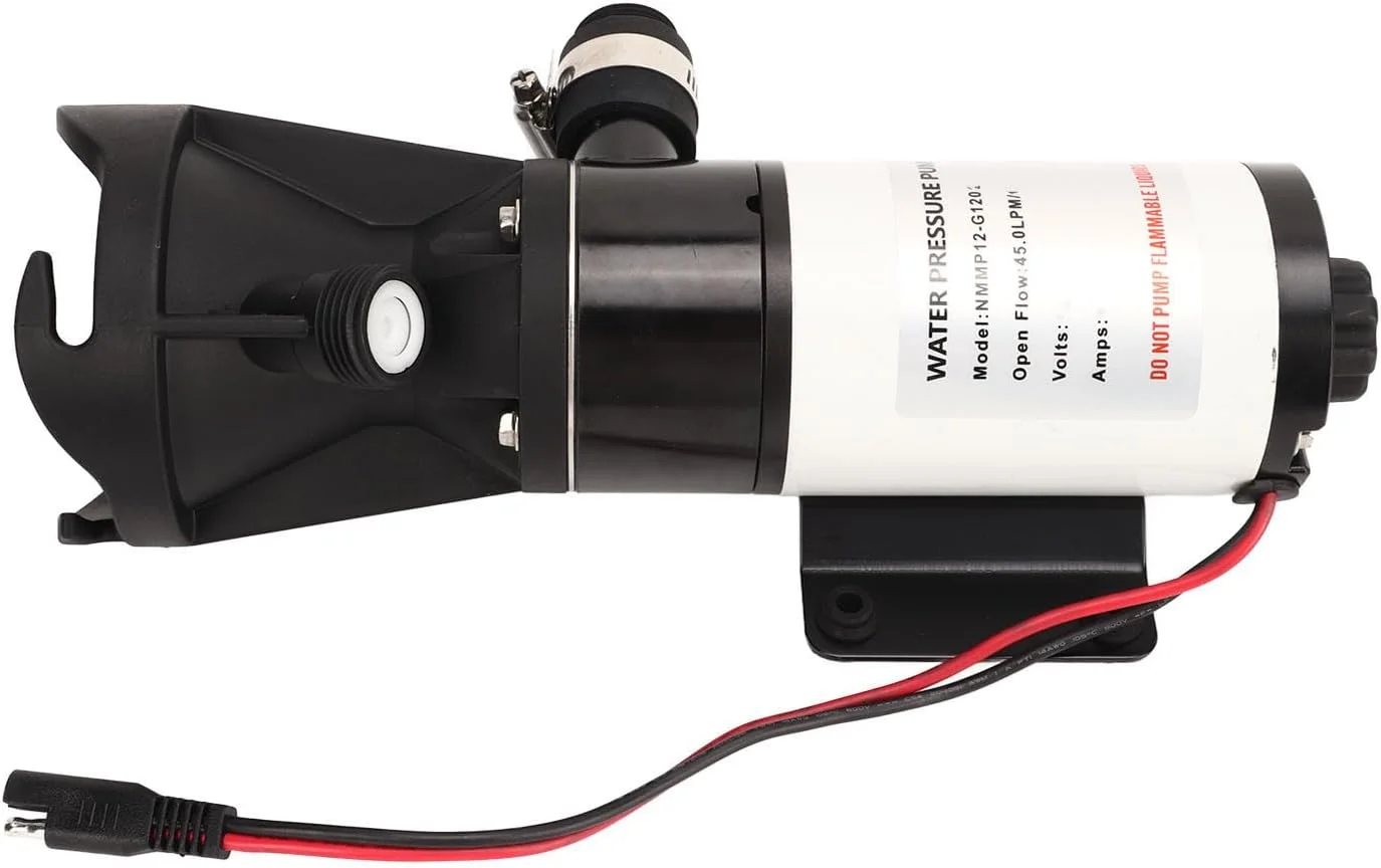 پمپ دیافراگمی NDNCZDHC، پمپ فشار آب خود مکش صنعتی 45 لیتر در دقیقه 12 گالن در دقیقه، مناسب برای RV، قایق دریایی، قایق تفریحی (24 ولت)