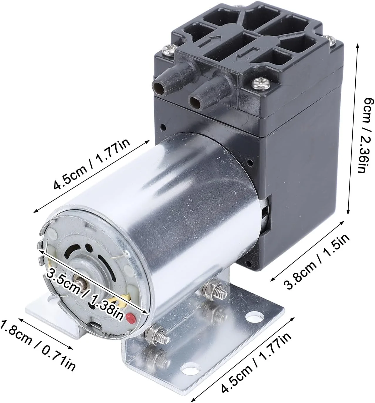 پمپ خلاء DC 12 ولت Jiawu، پمپ دیافراگمی مینیاتوری 5 لیتر در دقیقه 65 کیلو پاسکال بدون روغن با براکت، میکرو فشار منفی برای محصولات صنعتی الکتریکی