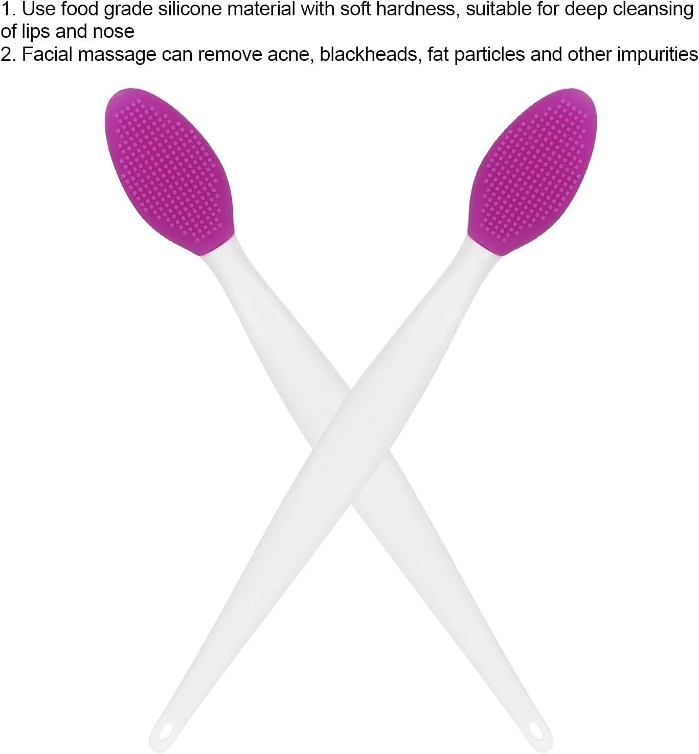 برس اسکراب لب Meiyya، برس لایه بردار لب سیلیکونی نرم، برس پاک کننده بینی، ابزار حذف جوش های سرسیاه، بنفش