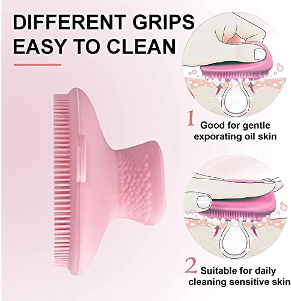 برس پاک کننده صورت سیلیکونی PeaMirmy، پدهای اسکراب دستی، پاک کننده صورت سیلیکونی، ماساژور، پاک کننده ملایم جوش سرسیاه، آکنه، پاک کننده منافذ، برس، پاک کننده عمیق