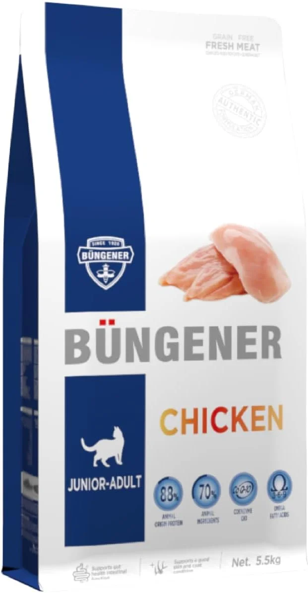 غذای خشک گربه بانجنر با طعم ماهی سالمون، بدون غلات، 5.5 کیلوگرم (مناسب بچه گربه و گربه بالغ) غذای خشک گربه بانجنر با طعم ماهی سالمون، بدون غلات، 5.5 کیلوگرم (مناسب بچه گربه و گربه بالغ)