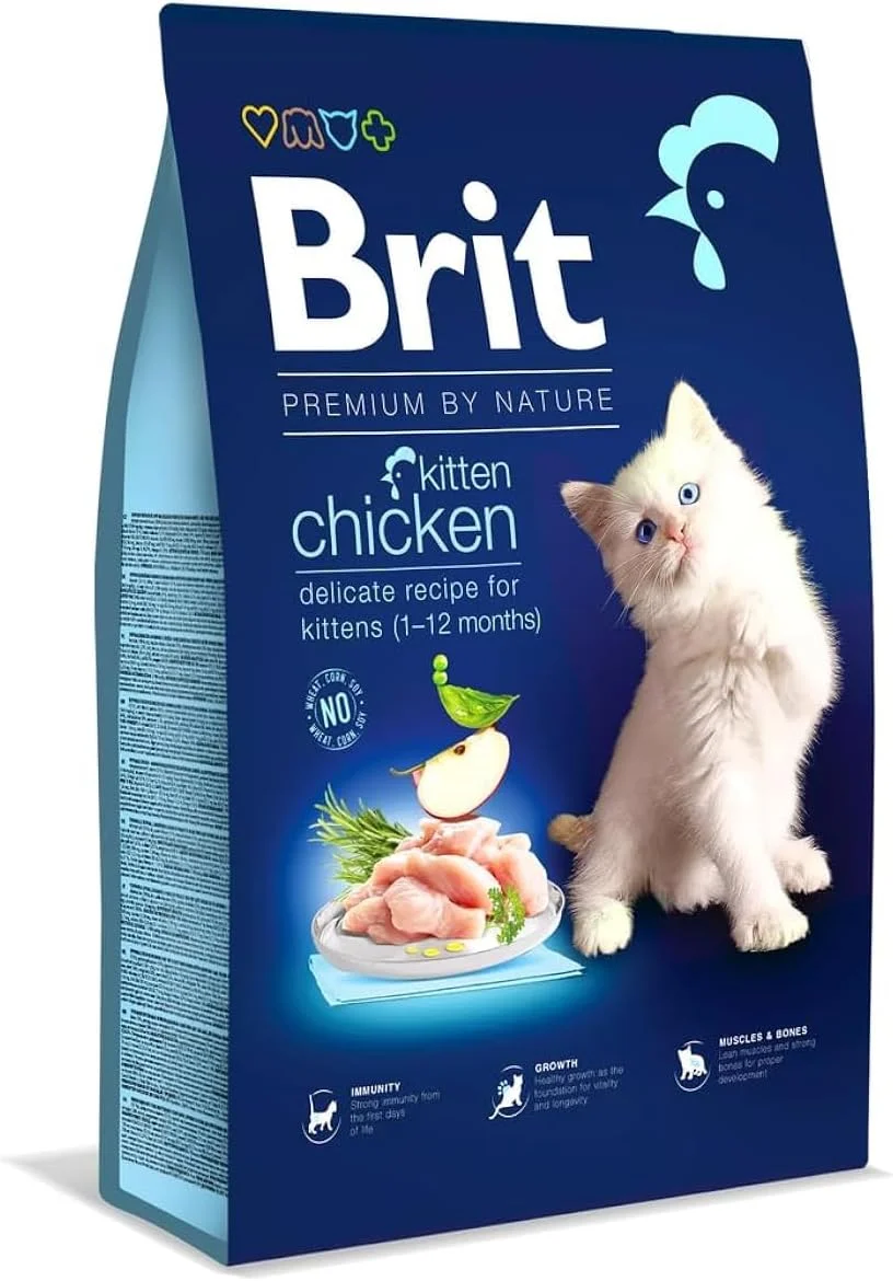 غذای خشک گربه بچه Brit Premium by Nature با طعم مرغ (NP) 1.5 کیلوگرم