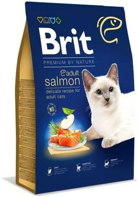 غذای خشک گربه بالغ با طعم سالمون Brit Premium by Nature (NP) وزن 1.5 کیلوگرم