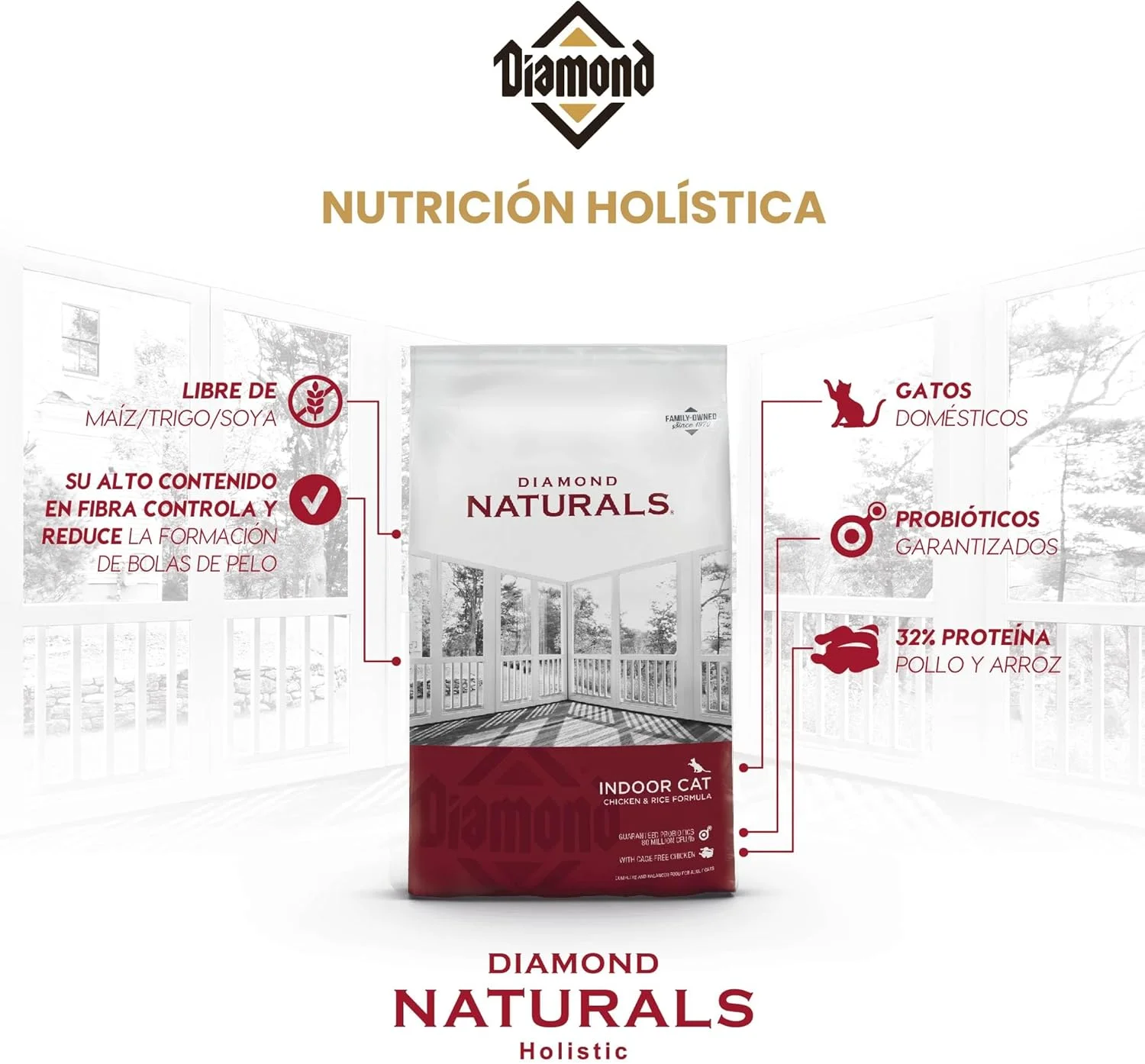 غذای خشک گربه Diamond Naturals، مخصوص گربههای داخل خانه، با طعم مرغ و برنج - 1 کیلوگرم غذای خشک گربه Diamond Naturals، مخصوص گربههای داخل خانه، با طعم مرغ و برنج - 1 کیلوگرم